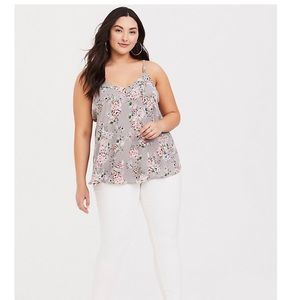 HP🎉Torrid GREY FLORAL GEORGETTE TIE SWING CAMI